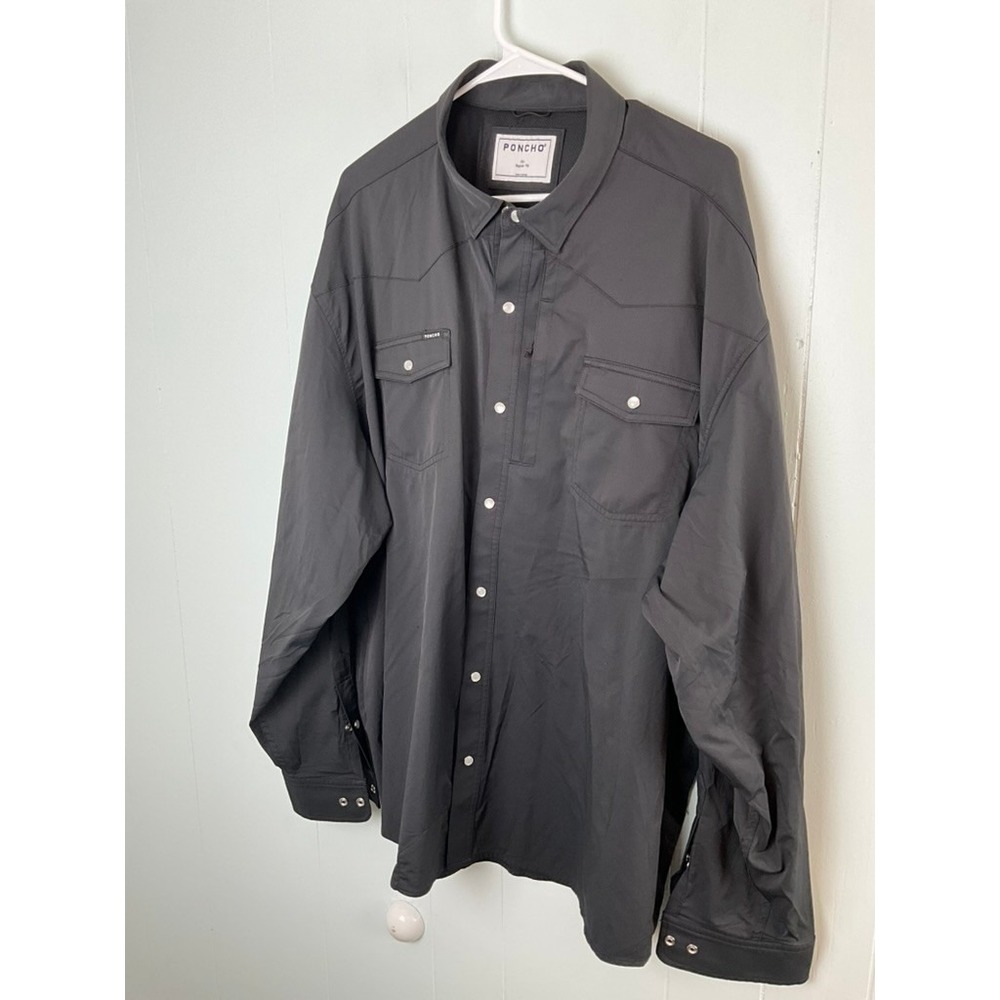Poncho Western Snap Shirt Mens 3XL Black Performance Long Sleeve